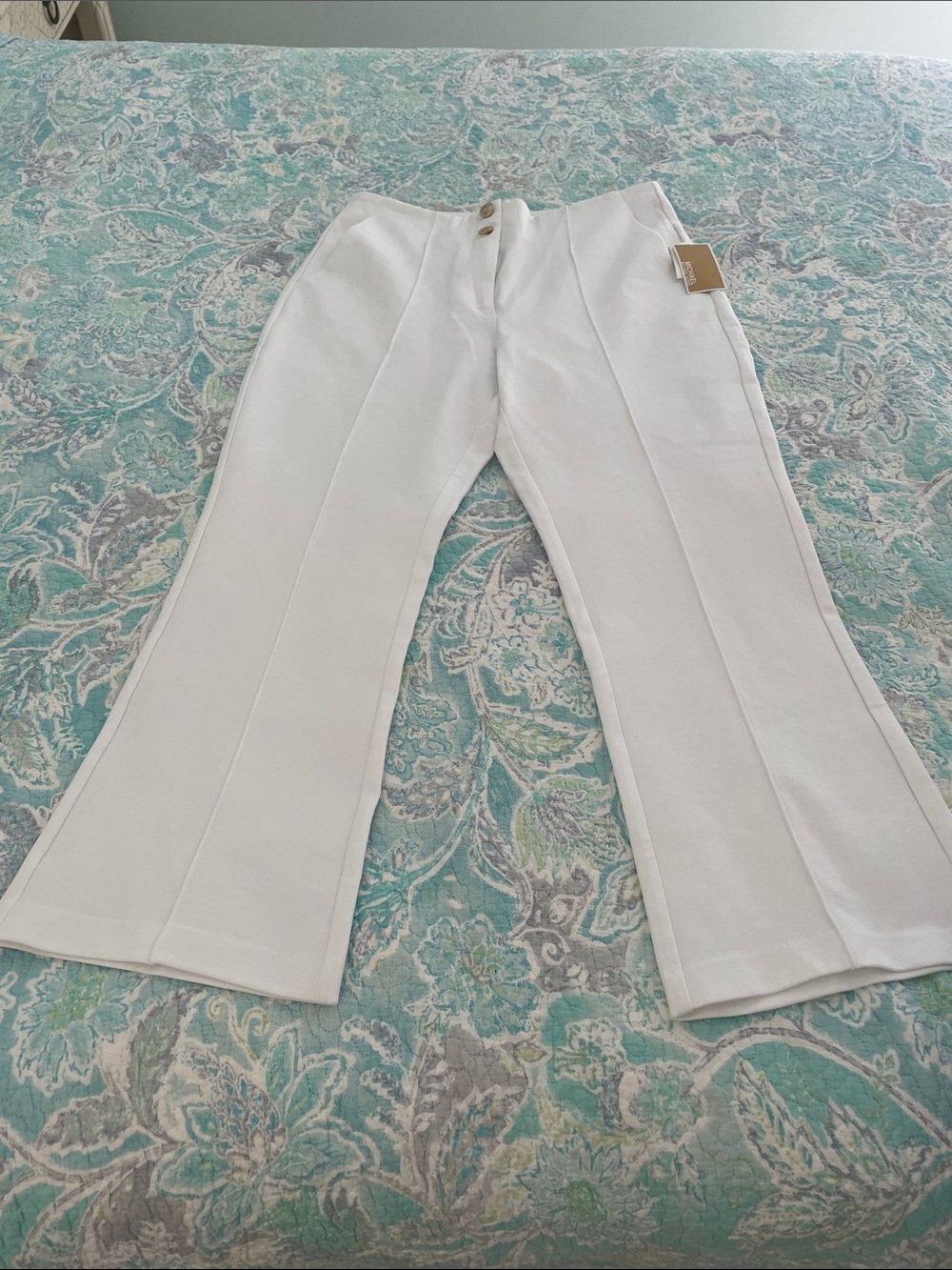 Michael Kors White High-Rise Crop Flare Trousers NWT